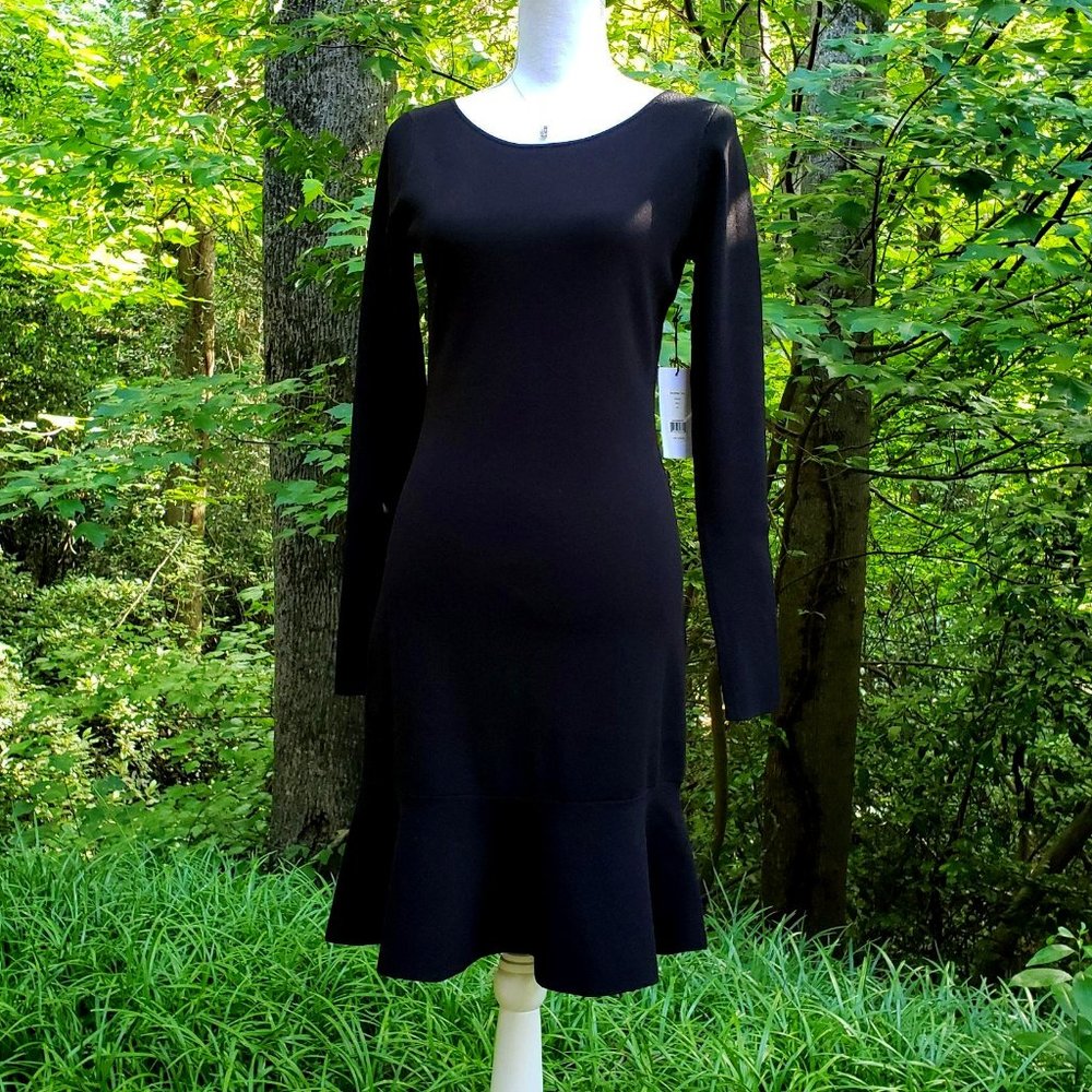 BAILEY 44 Tara Dress in Black Size Medium Long Sleeve Boat Neck Brand New
